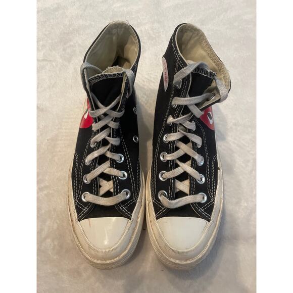 PLAY X CONVERSE Unisex Chuck Taylor Hi Top Men's 3 Women's 5 Black Canvas - Picture 2 of 9